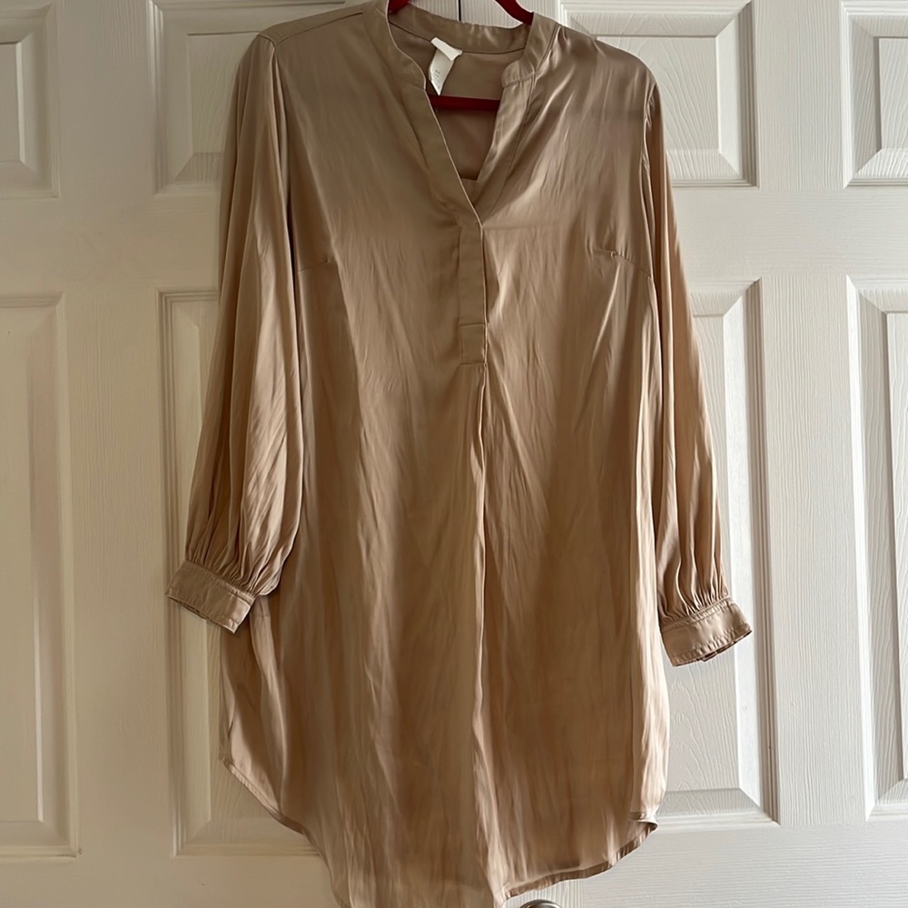 H&M Oversized Champagne Satin Dress